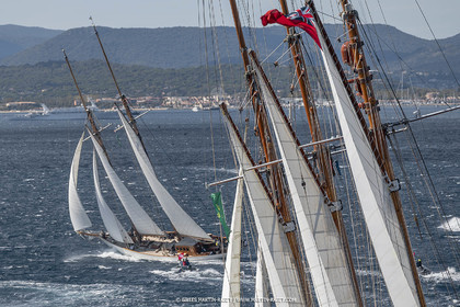 28 09 2022? Saint-Tropez,(FRA,83), Les Voiles de Saint-Tropez 2022 Régate N° 2 poup les modernes, navigation libre pour les grandes goélettes