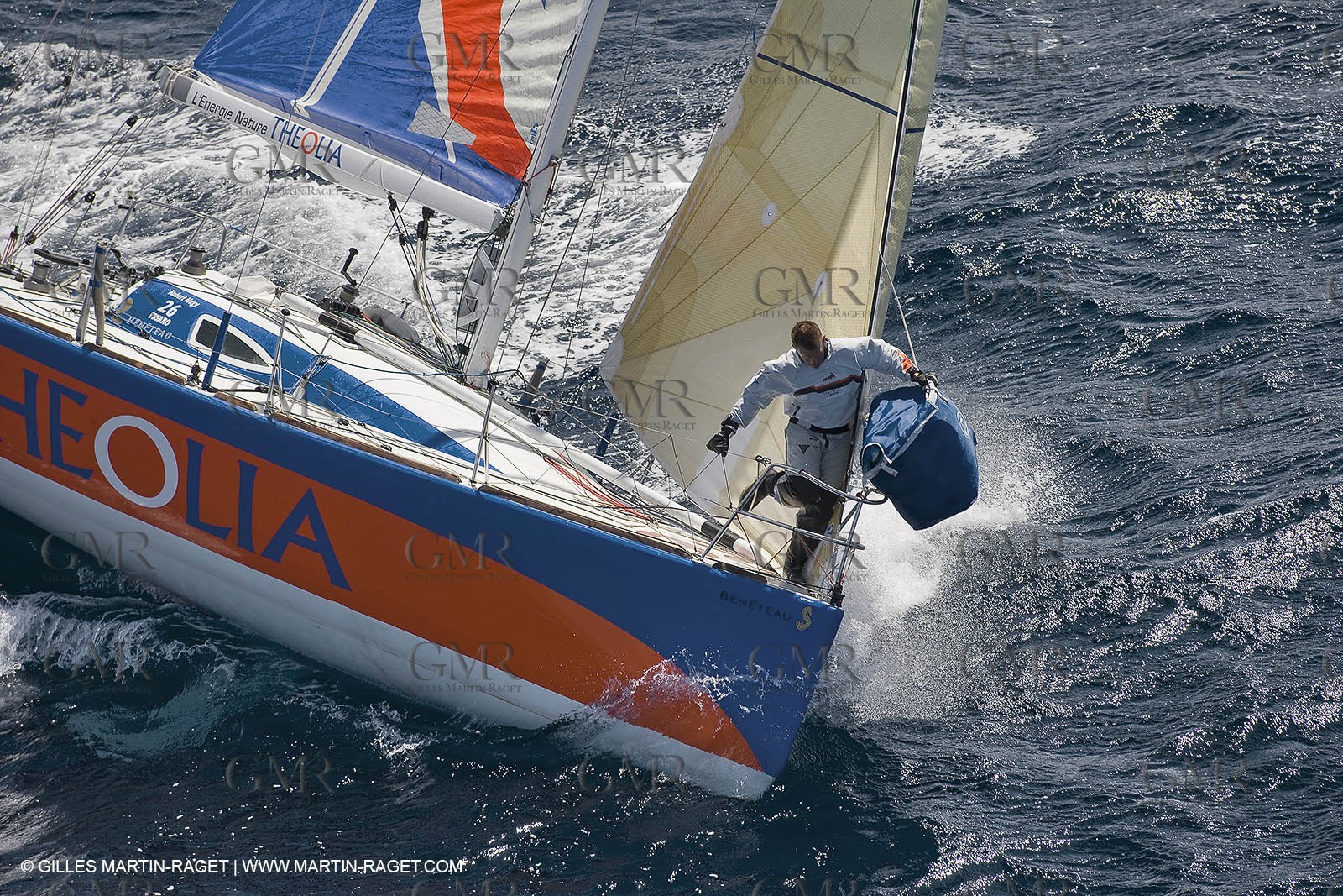 06-26-2007 - FIGARO II - THEOLIA - Skipper : Robert Nagy - Training off Marseille (south France) with strong wind conditions