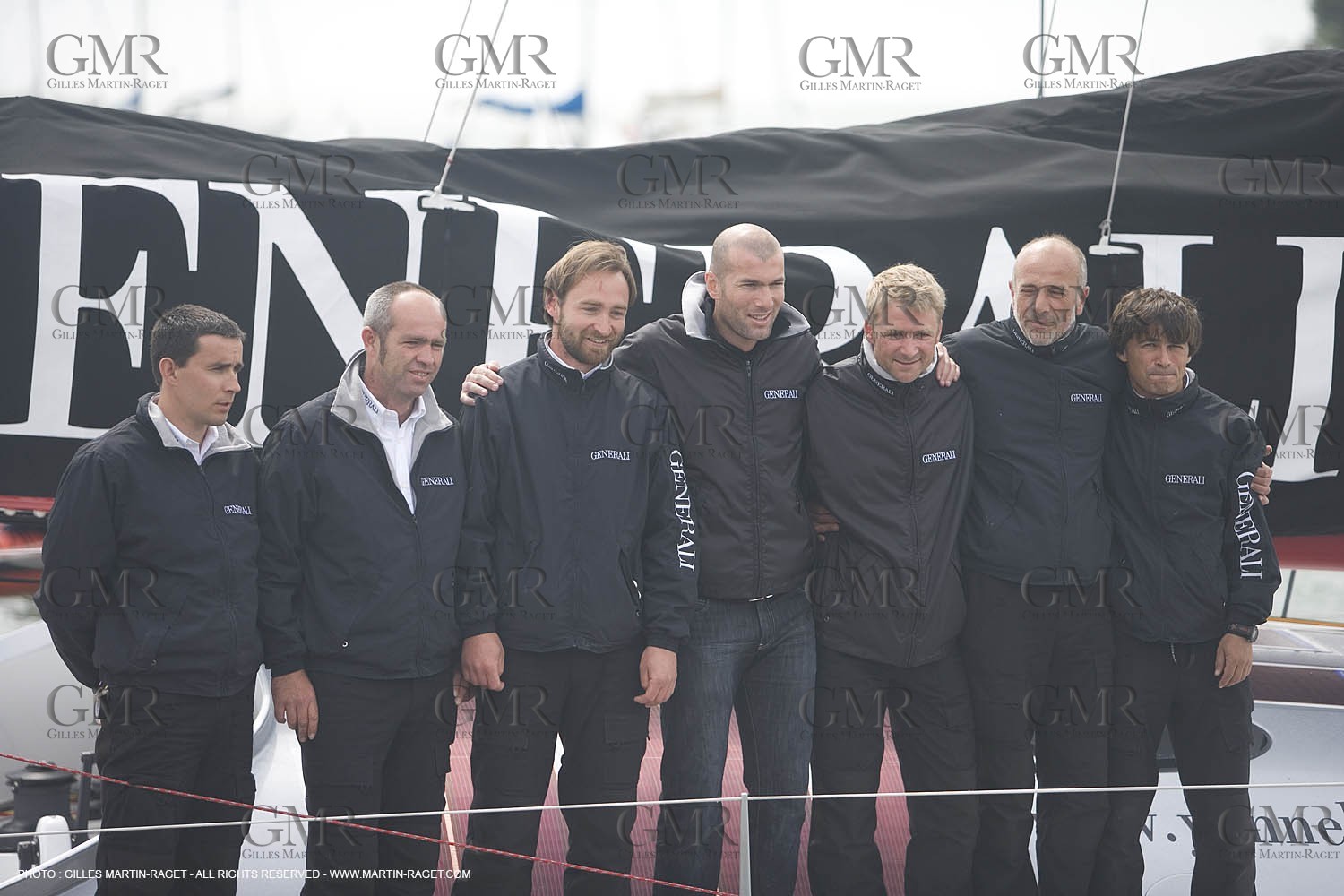 11 05 2007 - La Trinité sur Mer (France) - Yann Eliès Generali 60 open project for Vendée Globe - soccer champion Zinedine Zidane - Boat christening ceremony