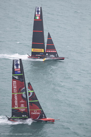 10 12 2020 - Auckland (NZL) - 36th America's Cup - Practice Sessions - Day 2 - Emirates Team New Zealand and Luna Rossa Prada Pirelli Team