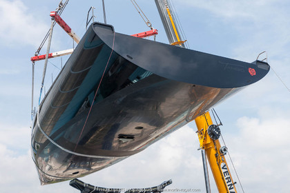 22 07 2017, Savona (ITA), Wally Cento Tango going out of the shed, Photo Gilles Martin-Raget