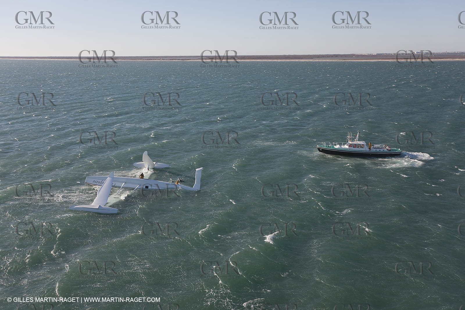 21 12 2008 - Port Saint Louis du Rhône (South of France) - The Hydroptere just after its capsize when trying to beat the overall sailing speed record