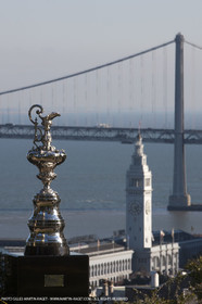 04 01 2011 - San Francisco (USA, CA) - 34th America's Cup - The America's Cup in San Francisco - Ferry station and Bay Bridge