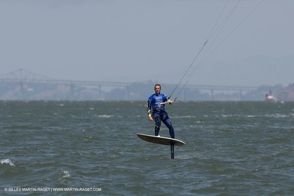 20 08 2013 - San Francisco (USA,CA) - French speed kit surfer Alex Caizergues sails with  Red Bull Youth America's Cup tem Next World Energy