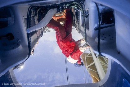 Sailing, Offshore Racing, Route du Rhum 1990, Fleury Michon IX, Philippe Poupon