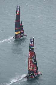 10 12 2020 - Auckland (NZL) - 36th America's Cup - Practice Sessions - Day 2 - Emirates Team New Zealand and Luna Rossa Prada Pirelli Team