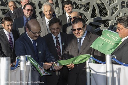 Al Azizi oficial launchat the Mucem museum - H2X boatyard - Oceanographic research ship - Marseille (FRA,13) - 27 05 2014