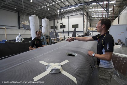Sydney, Australia, Thomas Coville trimaran Sodebo building at Boat Speed
