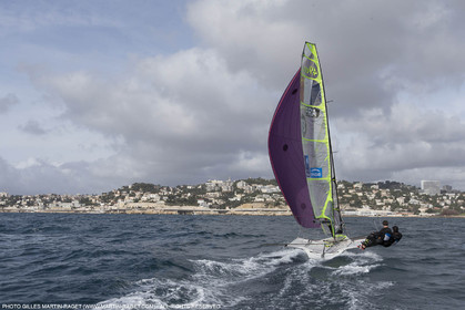 04 03 2016, Marseille (FRA,13), Olympic Sailing, 49er, french representatives Julien D'Ortoli Noë Delpech training