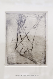 02 05 2023, Paris (FRA), oeuvre de Germaine Richier, Exposition Centre Pompidou 2023, L'Araignée vers 1947, Pointe sèche sur papier, 20,5 x 13,5 cm, Collection particulière