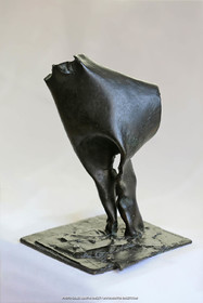 20 03 2016, St Rémy de Provence (FRA,13), Oeuvre de Germaine Richier, L'outre 1956, Bronze Patiné foncé, Numéroté 3 8, 28,5x24x19,5 cm, collection particulière
