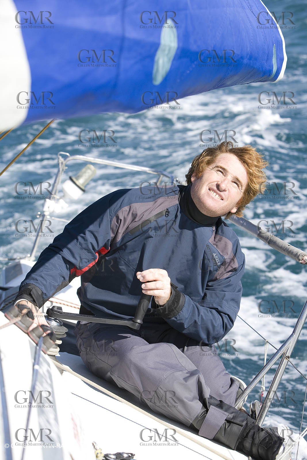 28 09 2007 - Marseille (FRA, 13) - Aigle Marine weather clothing showed in action by salors Marc Emig et Luce Molinier