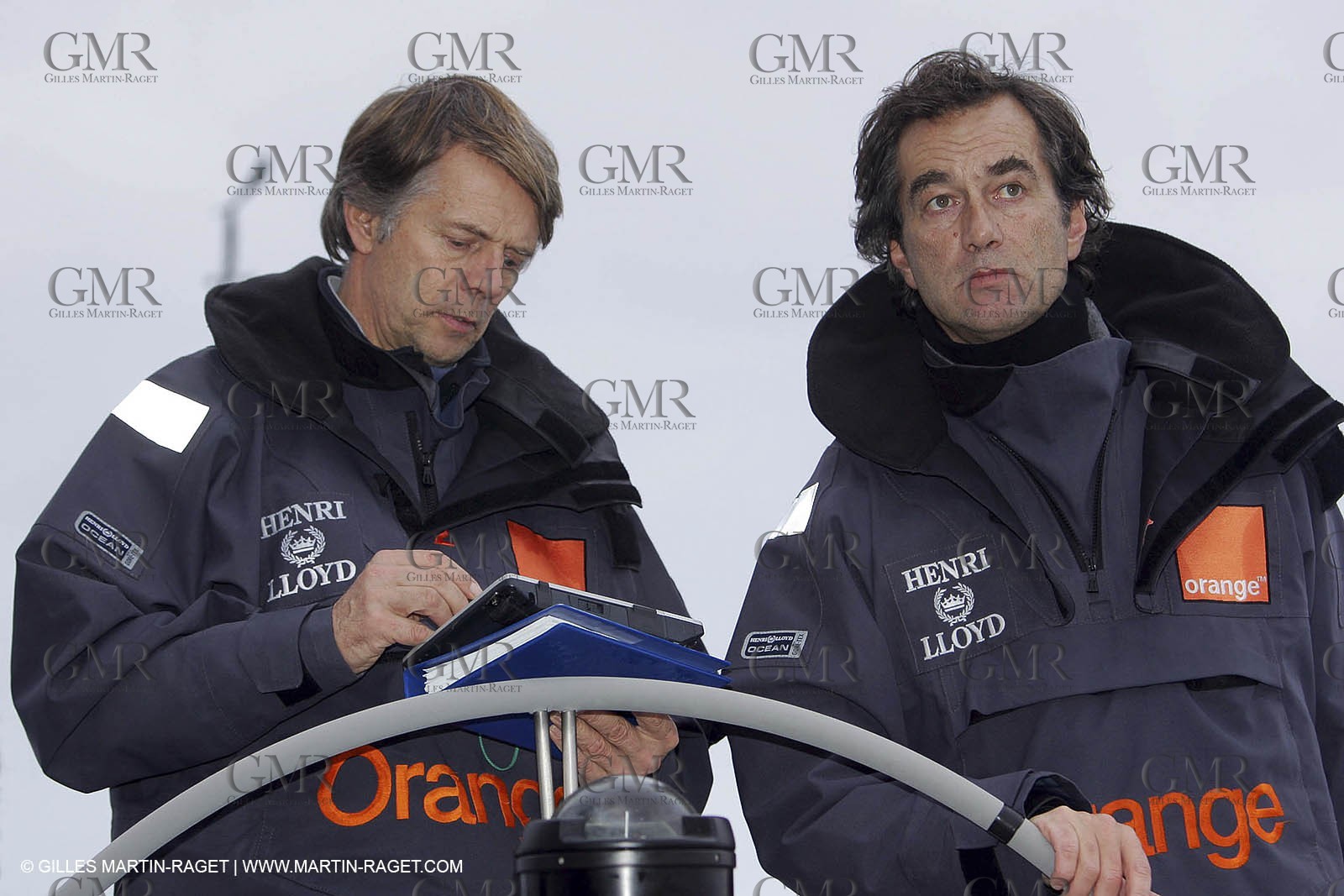 Orange II-2005 Jules Verne Trophy-training-Lorient-On board-Bruno Peyron-Roger Nilson