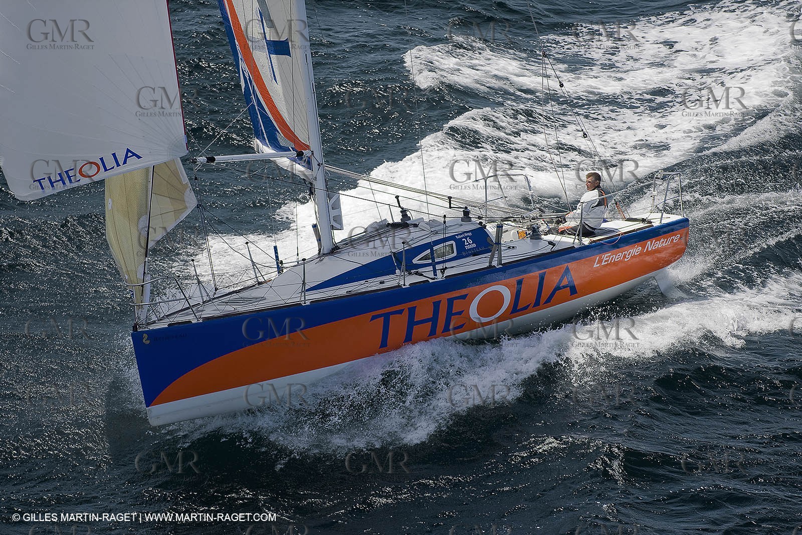 06-26-2007 - FIGARO II - THEOLIA - Skipper : Robert Nagy - Training off Marseille (south France) with strong wind conditions