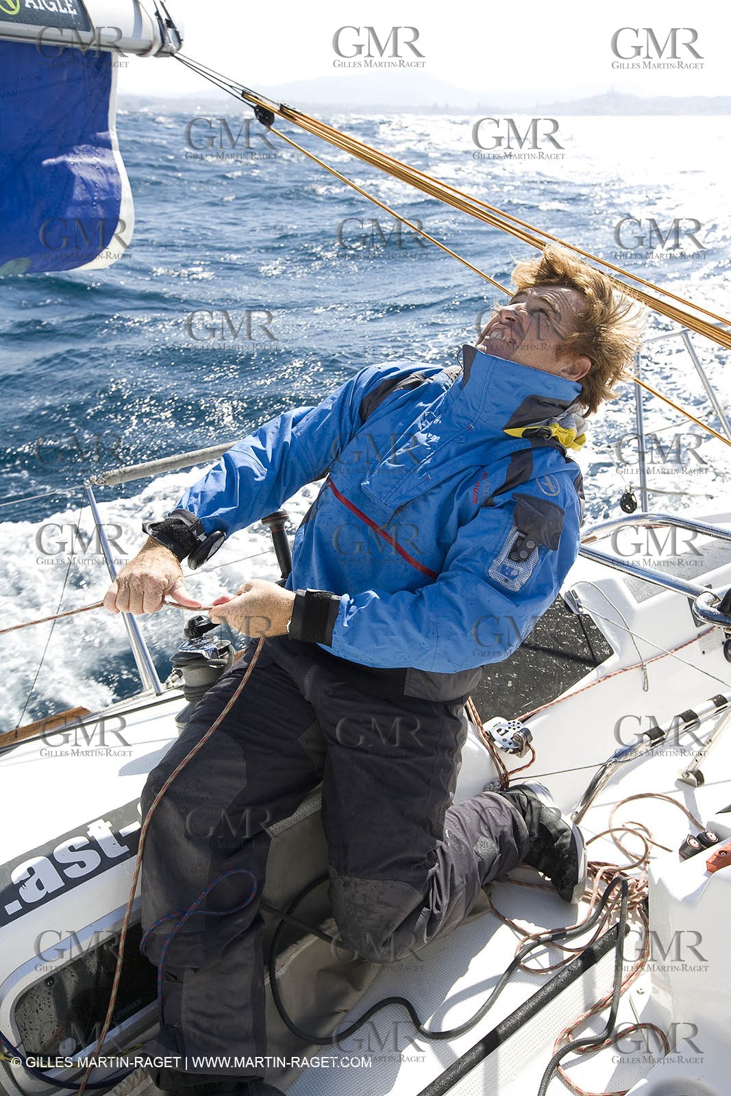 28 09 2007 - Marseille (FRA, 13) - Aigle Marine weather clothing showed in action by salors Marc Emig et Luce Molinier