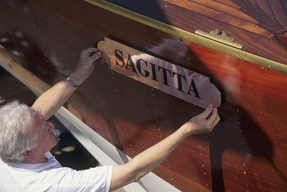motor boats, claissc runabouts, cefit or Sagitta at Trapani boatyard (Cassis, FRA,13)