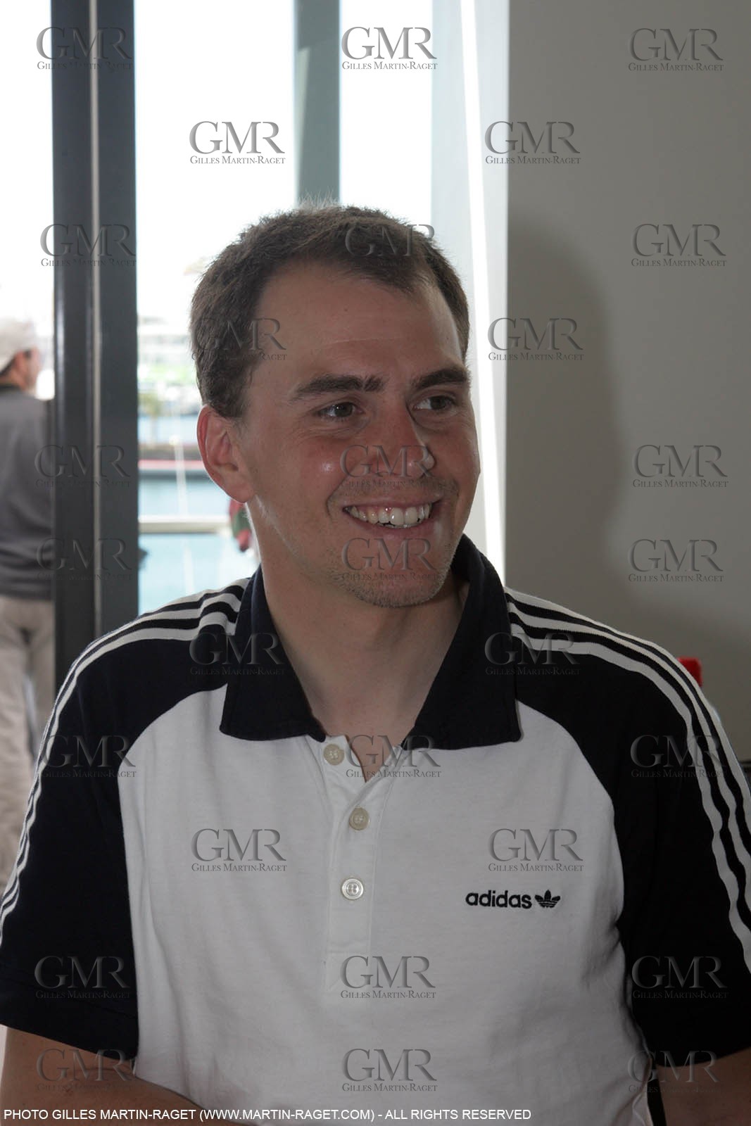 14 05 2007-Valencia (Spain)- 32nd America's Cup - Louis Vuitton Cup - Semi-final - Day 1 - BMW ORACLE racing - Triple biathlon gold medalist Myckey Greis visit