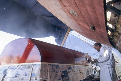 motor boats, claissc runabouts, cefit or Sagitta at Trapani boatyard (Cassis, FRA,13)