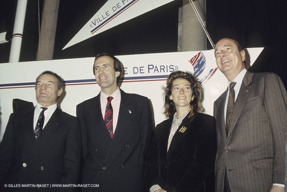 1991, America's cup, présentation de Ville de Paris, Eric Tabarly, Marc Pajot, Florence Arthaud, Jacques Chirac