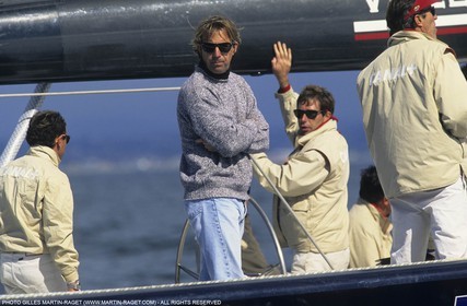 America's cup - San Diego  1995 - Défi français - Kevin Costner onboard
