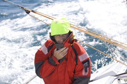 28 09 2007 - Marseille (FRA, 13) - Gamme vêtements de mer Aigle portée en.action par les navigateurs Marc Emig et Luce Molinier