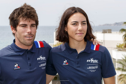 15 04 2024, Marseille (FRA), présentation des sélectionnés olympiques français en voile pour les Jeux Olympiques de Paris 2024. Tim Mourniac - Lou Bertomieu