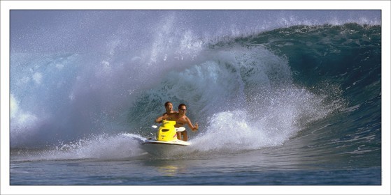 Jetski in Raiatea (French Polynesia)Product: in house made quality print on 8 ultrachome colors Epson ink Jet printer.Available sizes: . 50 x 100 cm. 100 x 200 cmAvailable papers: . Standard 250 gr glossy paper print, black streak, white margin, no signature. Top quality glossy 290 gr. paper, black streak, white margin, checked and signed by the author. Fine Art print (signed, numbered, stamped, registered) on demand. Other supports (Canvas, Acrylic, Metal) on demandPackaging: cylindric reinforced tubeShipping options: regular mail or Shipping companyClick on the basket icon to select your options and start the online ordering process
