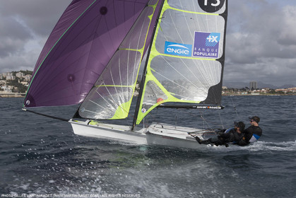 04 03 2016, Marseille (FRA,13), Olympic Sailing, 49er, french representatives Julien D'Ortoli Noë Delpech training