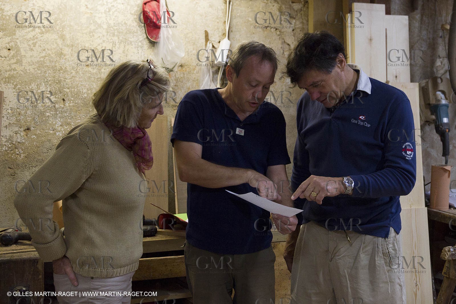 5 11 2011 - Marseille (FRA,13) - Alcyon - construction - Marc and edith Frilet meet Daniel Scotto in his workshop