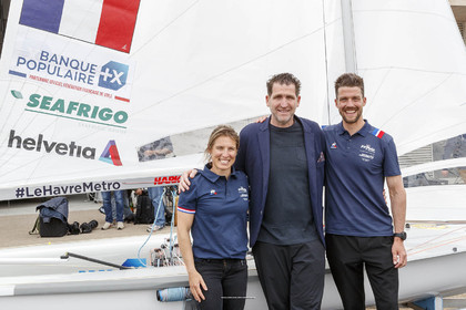 15 04 2024, Marseille (FRA), présentation des sélectionnés olympiques français en voile pour les Jeux Olympiques de Paris 2024. Camille Lecointre-Jeremie Mion
