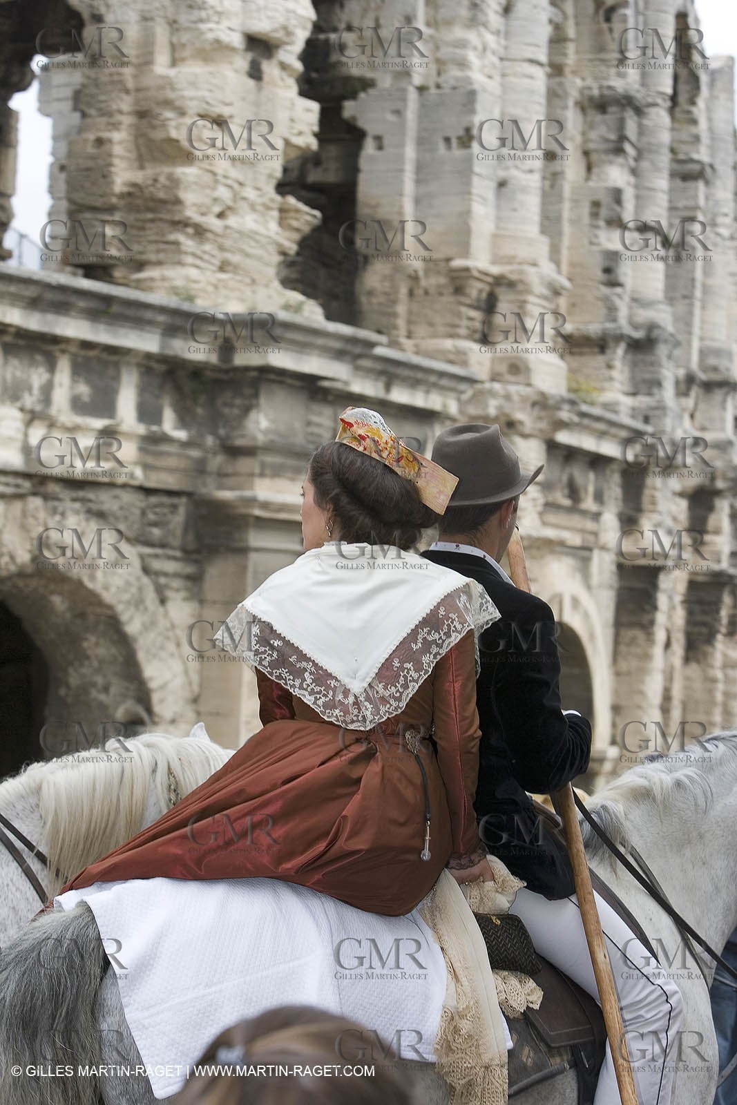 Arlésiennes in costume - Gardians (cow-boys) celebration - Arles