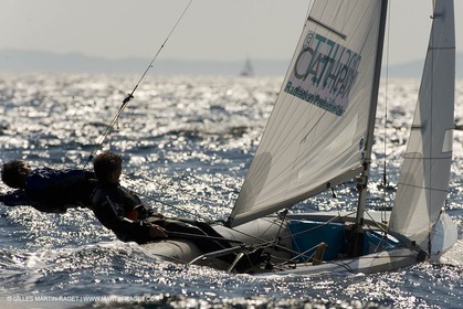 27 04 2007 - Semaine Olympique Française 2007 - Hyères - Jour 6 - Medal Race - Team France - 470 Homme - Leboucher-Garos