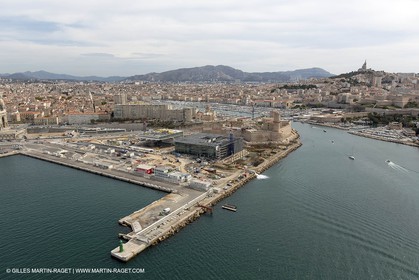 28 09 2012 - Marseille (FRA,13) - Travaux sur le Vieux Port, Construction du MUCEM, Renovation du Fort Saint Jean, construction du Centre Régional de la Meriterranée, CEREM,
