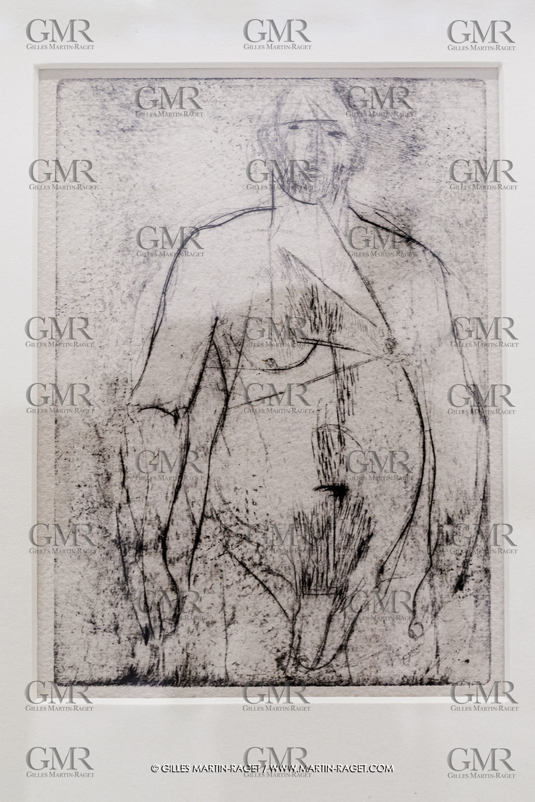 02 05 2023, Paris (FRA), oeuvre de Germaine Richier, Exposition Centre Pompidou 2023, L'Orage, état 1, 1947-1948, Pointe sèche sur papier, 24,5 x 16 cm, Collection particulière