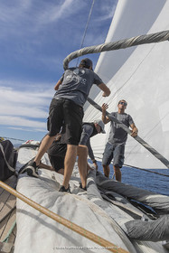 03 10 2022, Saint-Tropez (FRA,83), Voiles de Saint-Tropez 2022,  entraînement des maxis, A bord de Sipirit of Malouen X