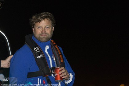 30 03 2015, Barcelona (ESP), Barcelona World Race 2014-15, Neutrogena (Guillermo Altadill, José Muñoz) arrival in 2nd place.
