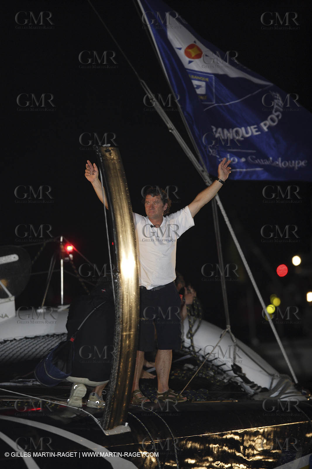 05 11 2006 - Pointe à Pitre Guadelupe (FRA) - Route du Rhum 2006 arrival - overall winner Lionel Lemonchois (Gitana 11)