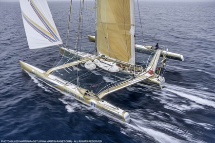 Novembre 1990, Pointe a Pitre (Guadeloupe) Arrivee victorieuse de Florence Arthaud (Groupe Pierre 1er) dans la Route du Rhum