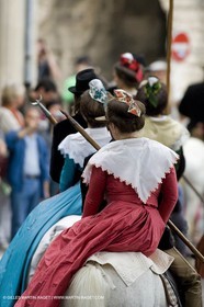 Arlésiennes in costume - Gardians (cow-boys) celebration - Arles