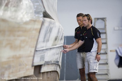 Sydney, Australia, Thomas Coville trimaran Sodebo building at Boat Speed