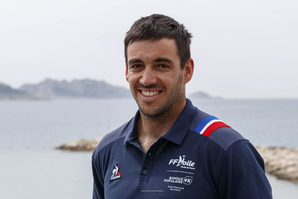 15 04 2024, Marseille (FRA), présentation des sélectionnés olympiques français en voile pour les Jeux Olympiques de Paris 2024. Axel Mazella
