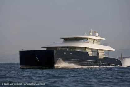 11 06 2007 - Valencia (Spain) - Bradley, super yacht catamaran dessiné par Gilles Vaton et construit par H2X à la Ciotat (France)