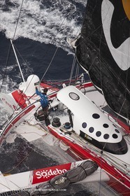 12 09 2012 - Marseille (FRA,13) - Trimaran Sodebo - Thomas Coville - Trans Mediterranée record attempt.