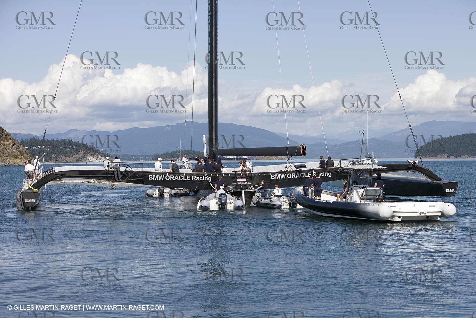 25 08 2008 - Anacortes (USA, WA) - America's Cup - BMW ORACLE Racing - New 90 ft trimaran launch