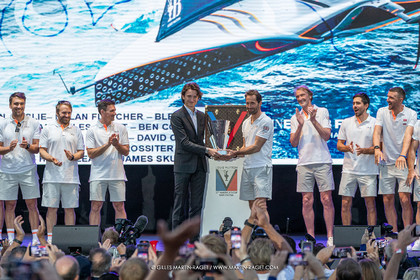 04 10 2024, Barcelona (ESP), 37th America's Cup, Louis Vuitton Cup Final, Race Day 7 , Prizegiving