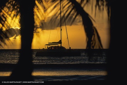 Sailing, cruising, multihull at the mooring