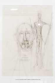 02 05 2023, Paris (FRA), oeuvre de Germaine Richier, Exposition Centre Pompidou 2023, Don Quichotte et le guerrier, Mine de plomb sur papier, 58,5 x 42,5 cm, Diteshein & Maffei Fine Art, Neuchâtel, Suisse