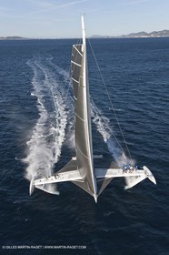 Samedi 5 septembre 2009 - Hyères (FRA, 83) - L'Hydroptère bat le record du monde de vitesse avec un run à 51,36 knts (sous réserve de ratification par le WSSRC)
