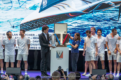 04 10 2024, Barcelona (ESP), 37th America's Cup, Louis Vuitton Cup Final, Race Day 7 , Prizegiving