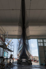 22 07 2017, Savona (ITA), Wally Cento Tango going out of the shed, Photo Gilles Martin-Raget